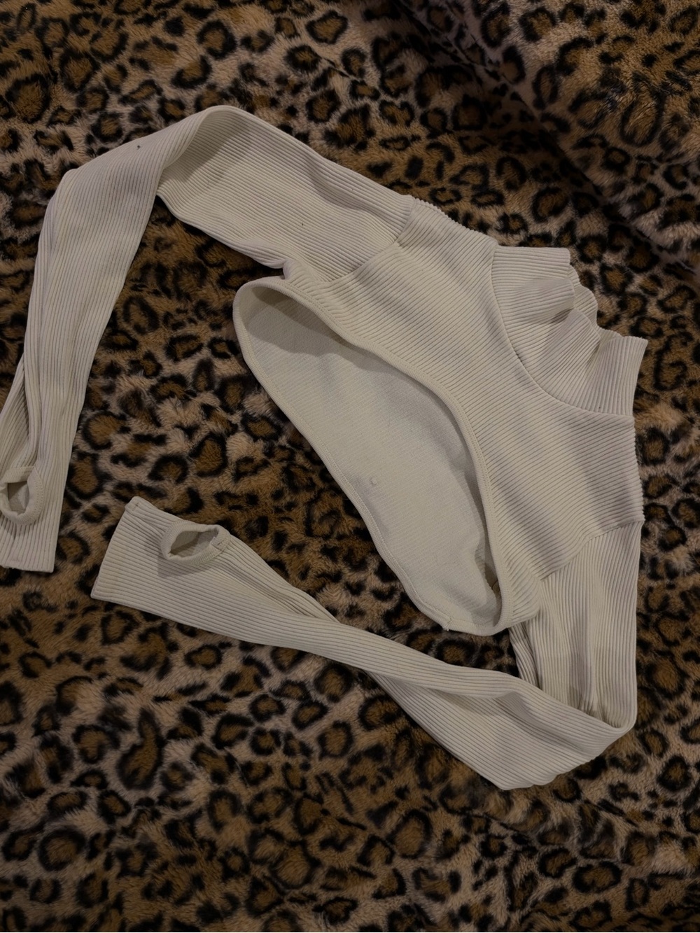Women's Cream Ribbed Workout Shirt